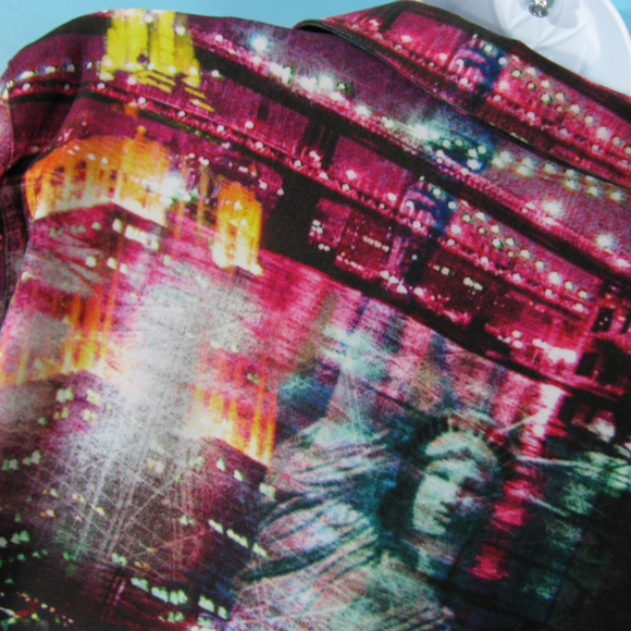 NY City Graphics Jeans Jacket M IMpulse California - Picture 3 of 8